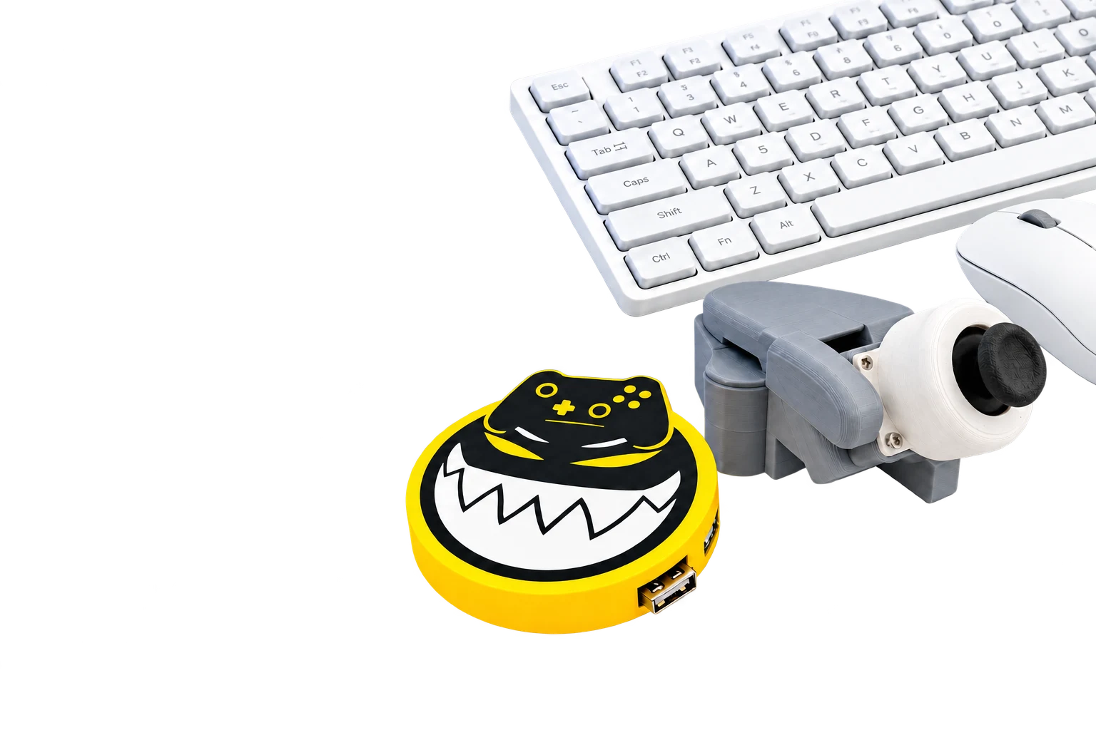 ForceOne device and CSAJoystick with a keyboard and mouse.