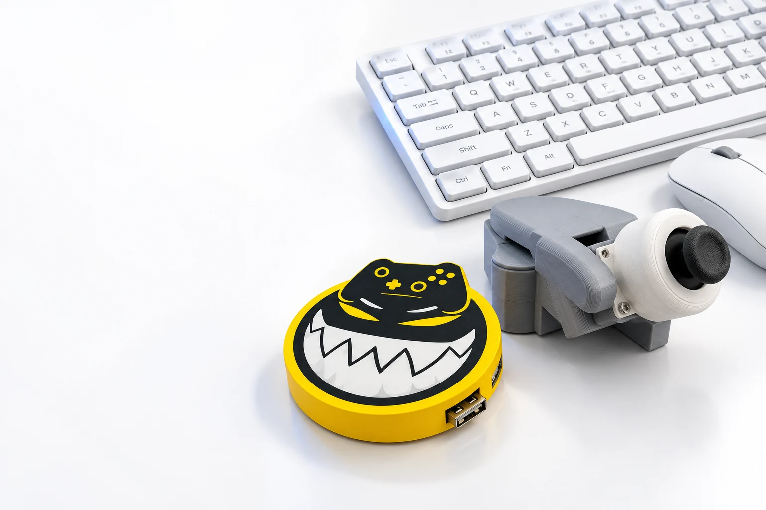 ForceOne device and CSAJoystick with a keyboard and mouse.